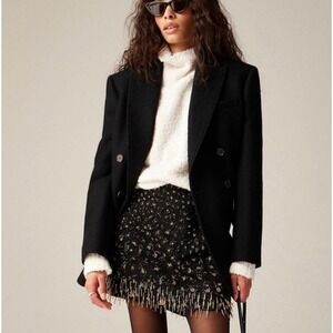 NWT J Crew Collection Black Gold Beaded Embellished Mini Skirt SZ 10 Holiday NYE